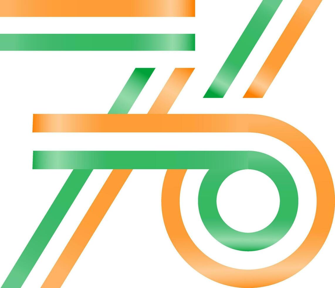 Seventy Six  Years of Independence Day, Indian National Flag Tri-colors Icon In Flat Style. vector