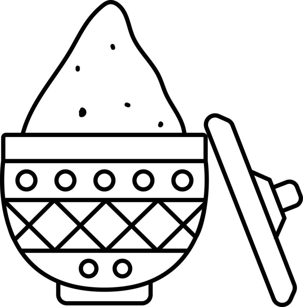 Vermilion Pot Icon In Black Thin Line Art. vector