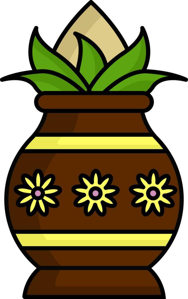 Flat Illustration Of Brown Worship Pot Icon. vector