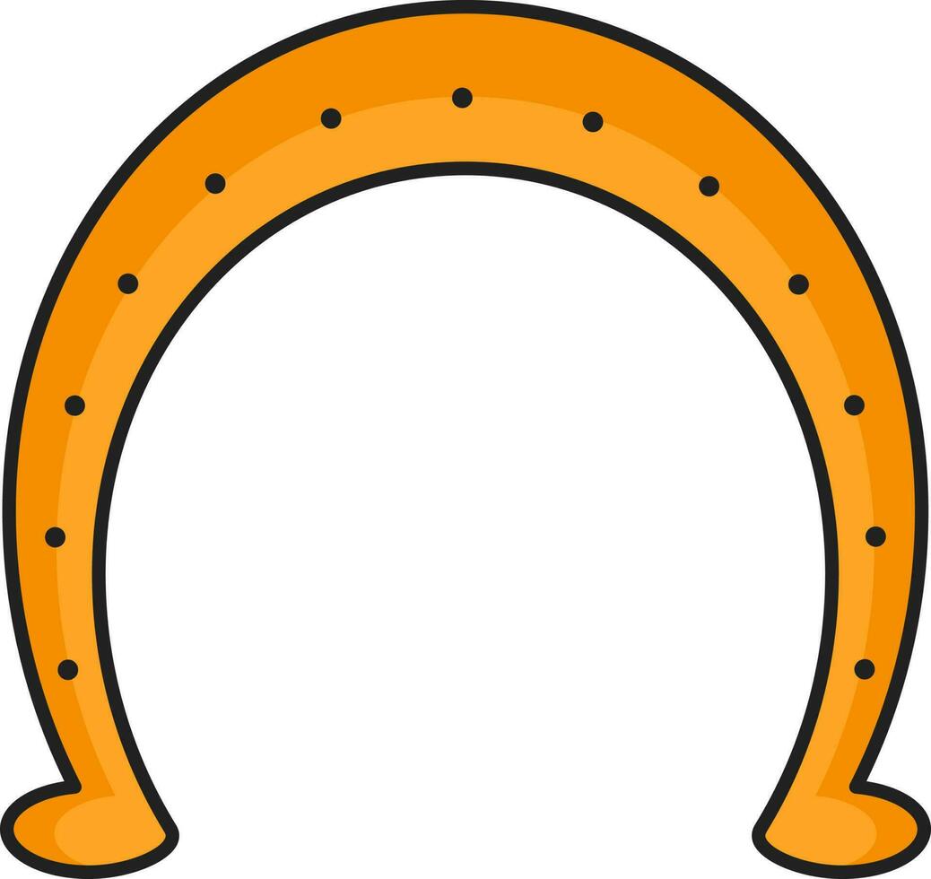 Orange Horseshoe Icon In Flat Style. vector