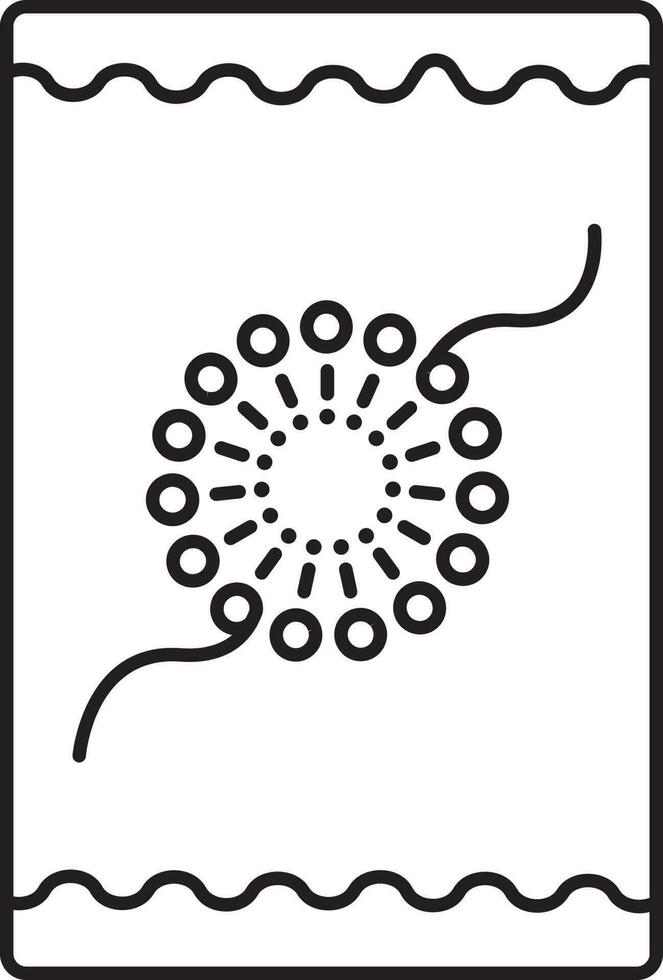 Floral Rakhi Wrist Band Message Card Icon In Black Outline. vector