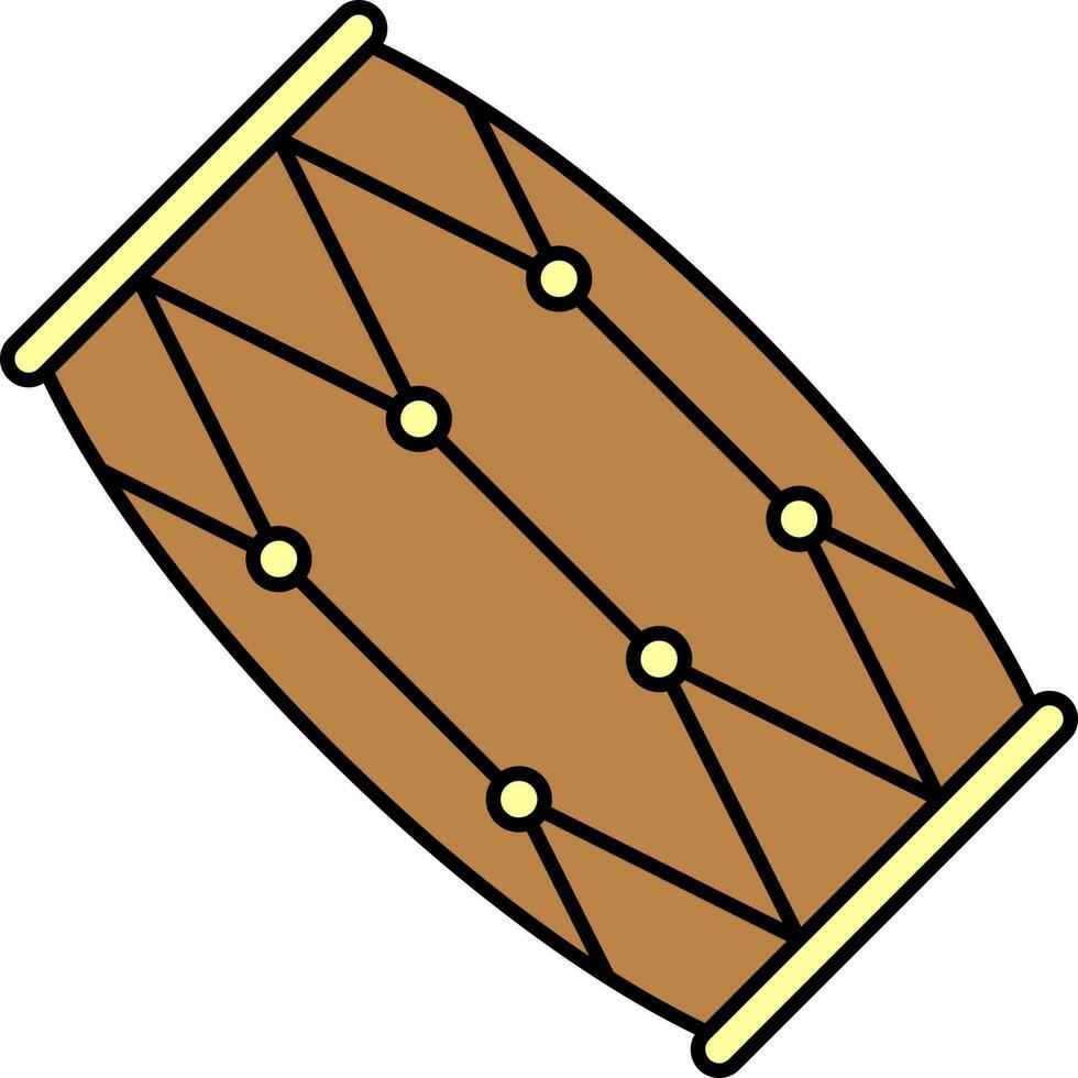 Brown Musical Drum Icon In Flat Style. vector