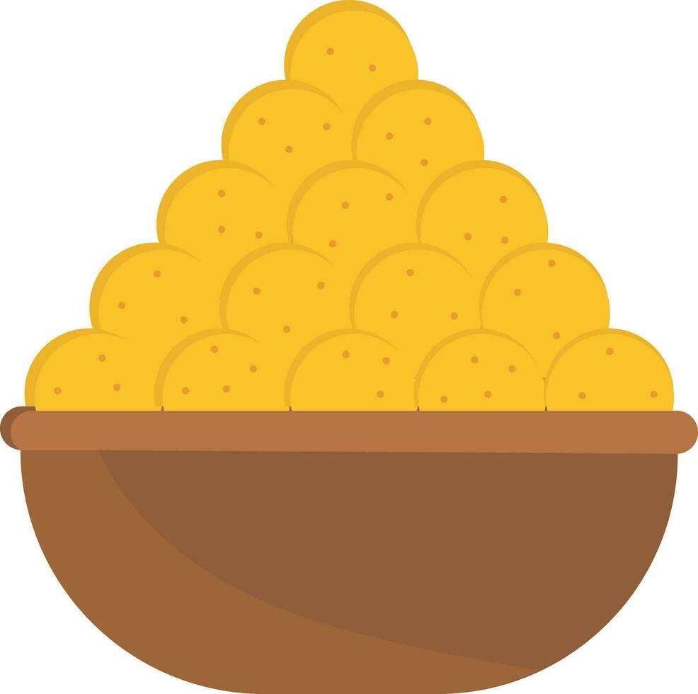 Isolated Sweets Ball Bowl Icon Yellow And Brown Color. vector