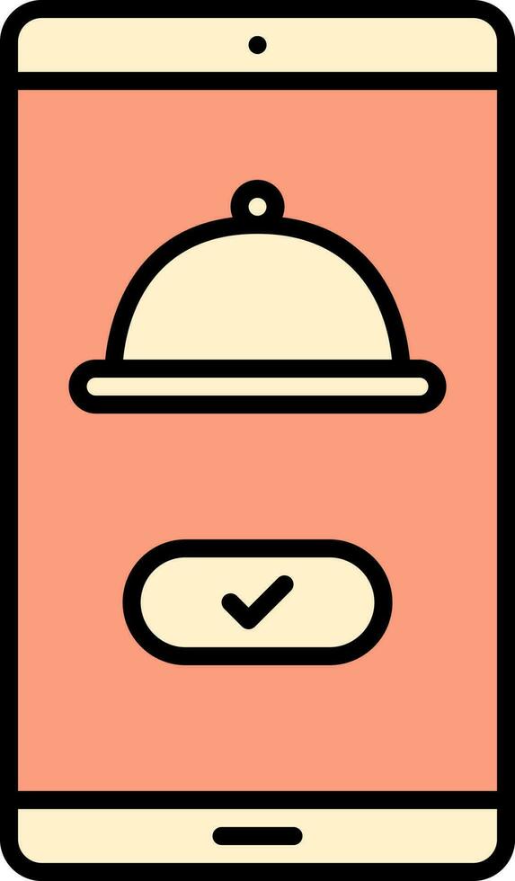 Online Food Order Confirm From Smartphone For Shopping Orange And Yellow Icon. vector