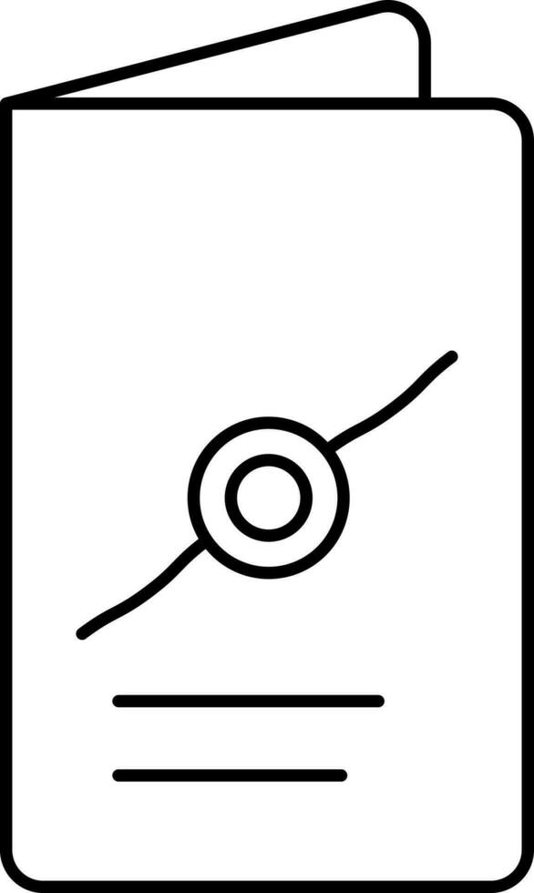 Illustration Of Floral Rakhi Wrist Band Message Card Icon In Black Outline. vector