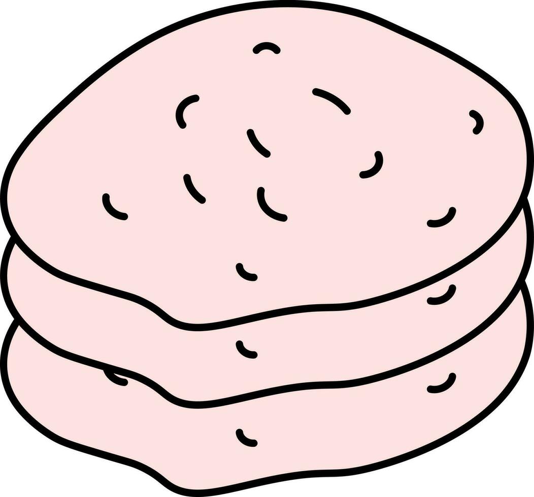Canai pan plano pilas icono en rosado color. vector