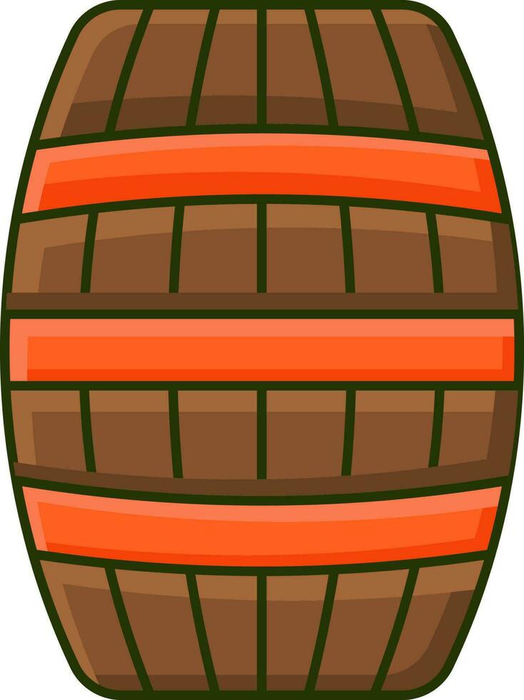 Orange And Brown Wine Barrel Icon In Flat Style. vector