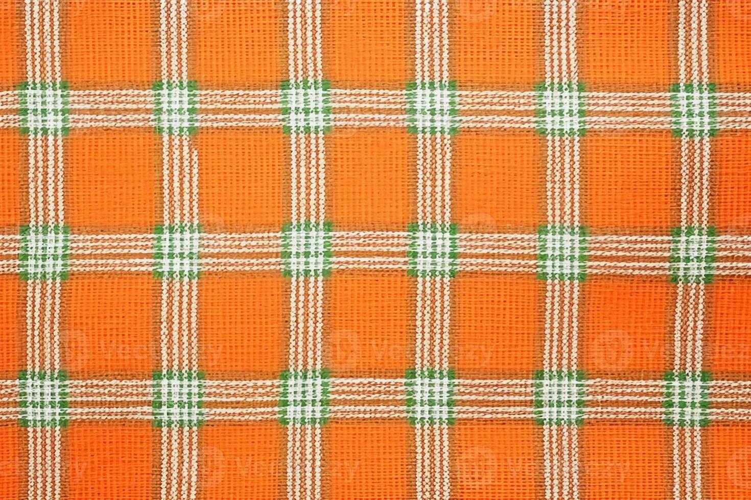 orange fabric textile pattern, plaid background, linen cotton. photo