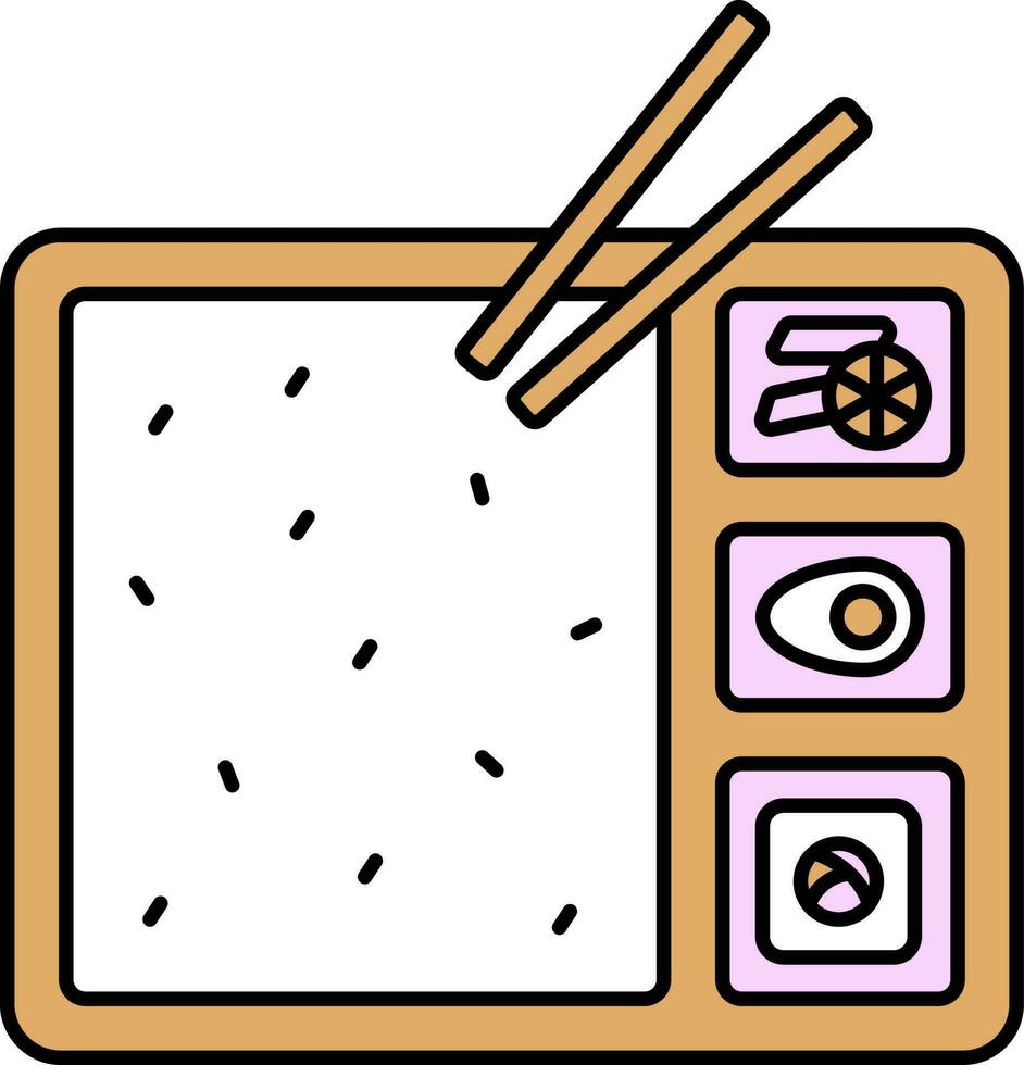 Bento Food Plate Pink And Brown Icon. vector