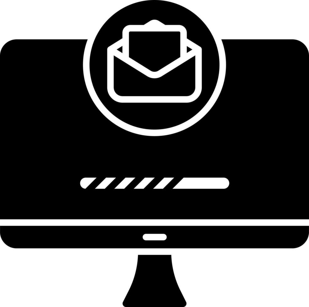 Online Mailing In Monitor Icon. vector