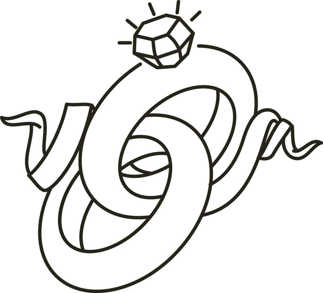 Isolated Pair Of Ring With Ribbon Icon. vector