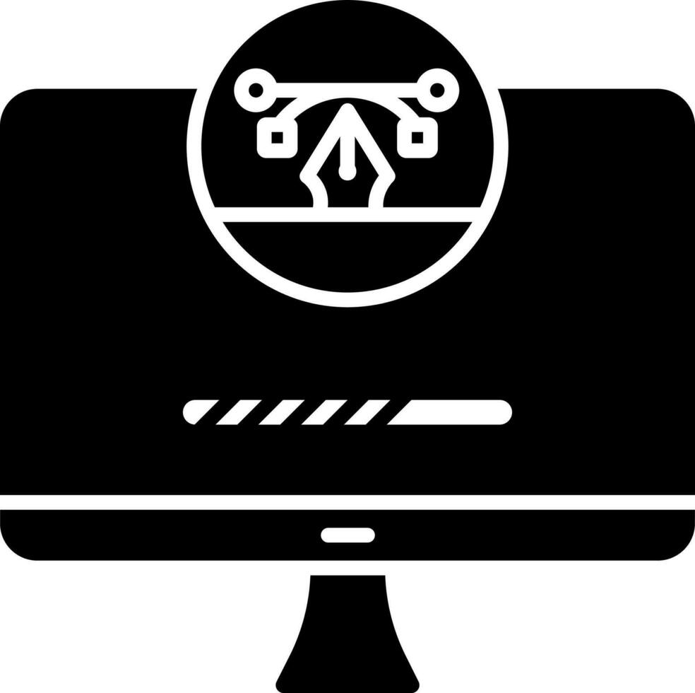 Pen Tool In Monitor Icon. vector