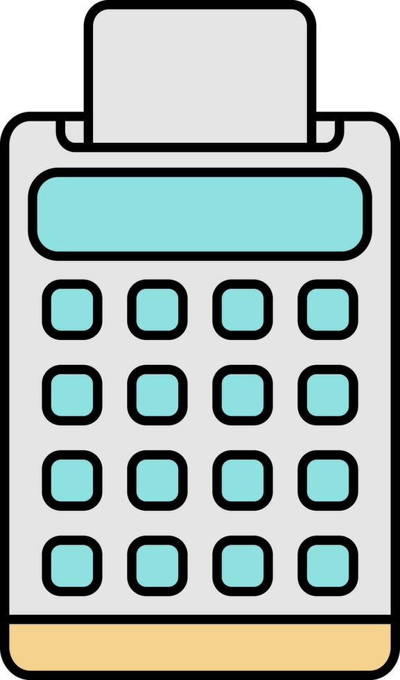 Flat Style Pos Machine Icon In Grey And Blue Color. vector