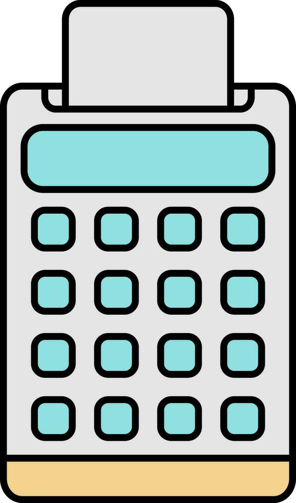 Flat Style Pos Machine Icon In Grey And Blue Color. vector