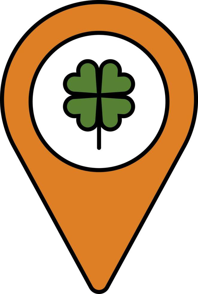 Clover Map Pin Orange And Green Icon. vector