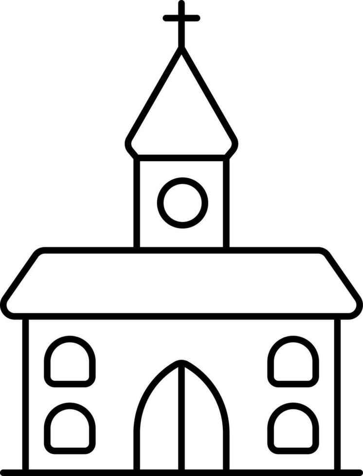 Black Linear Style Church Icon. vector