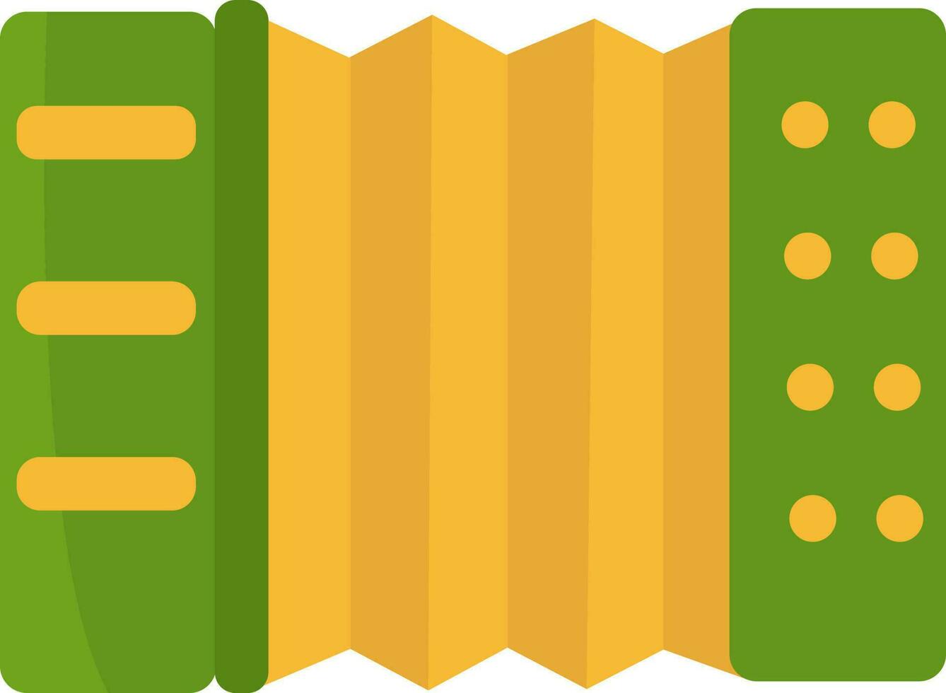 Yellow And Green Accordion Icon In Flat Style. vector