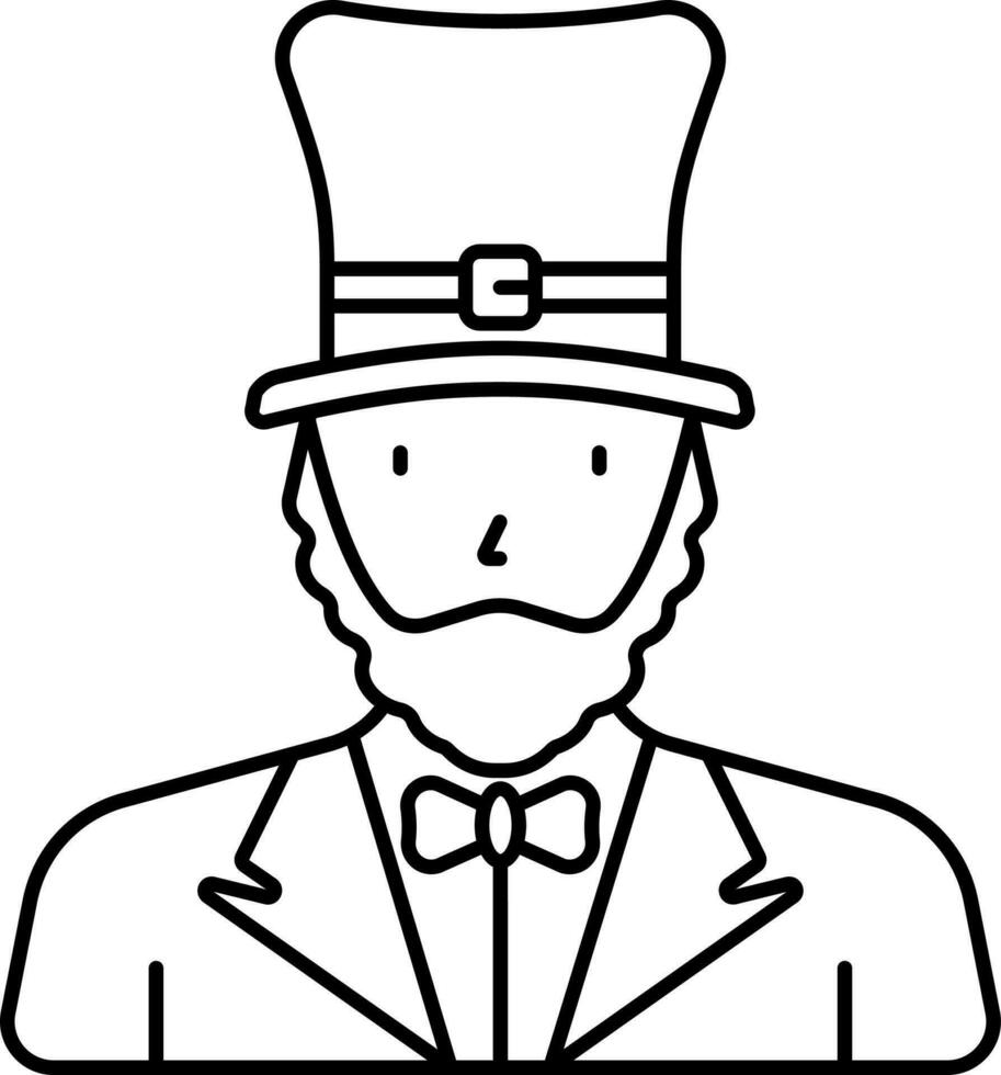 Cartoon Leprechaun Man Character Line Art Icon. vector