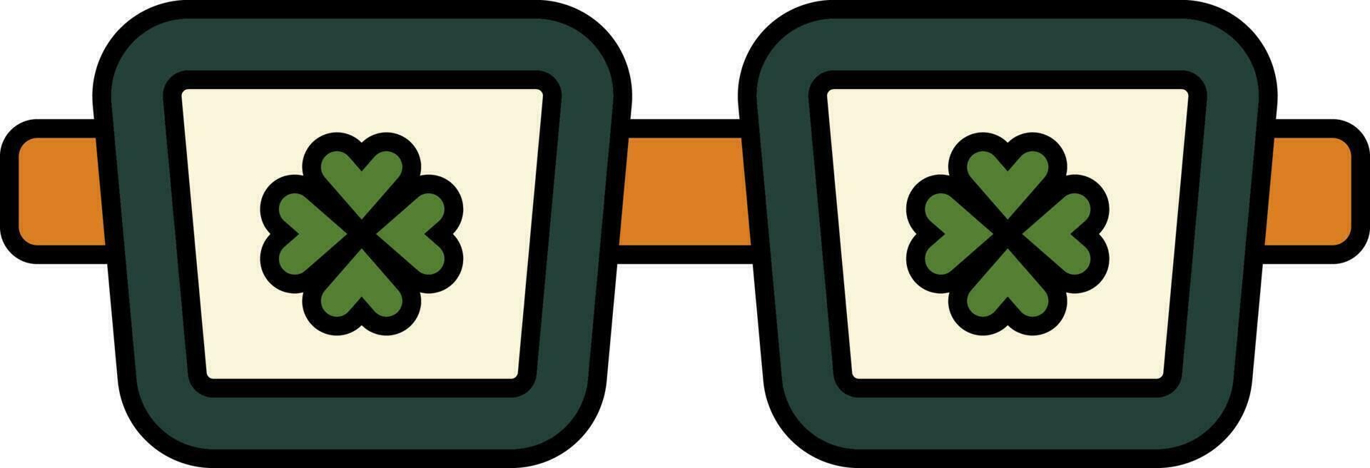Clover Symbol Goggles Orange And Green Icon. vector