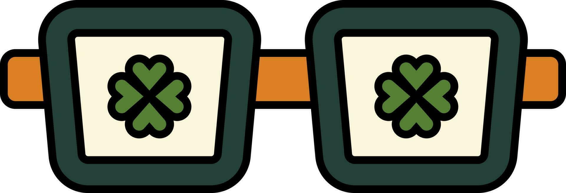 trébol símbolo gafas de protección naranja y verde icono. vector