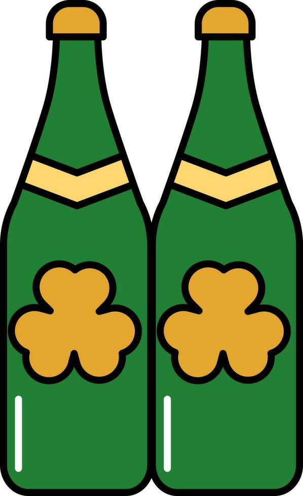 Clover Drink Bottles Green And Orange Icon. vector