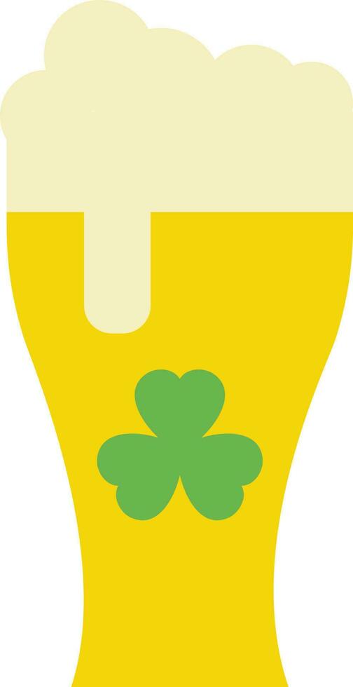 Isolated Clover Beer Glass Yellow Icon. vector