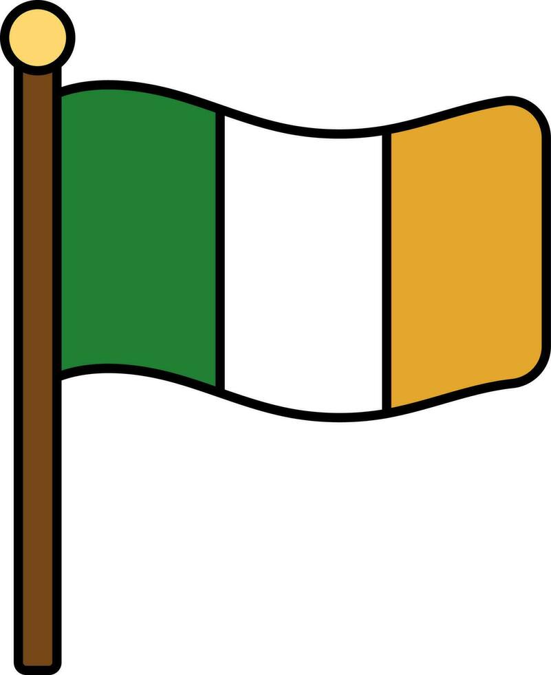 Wavy Ireland Flag Icon In Flat Style. vector