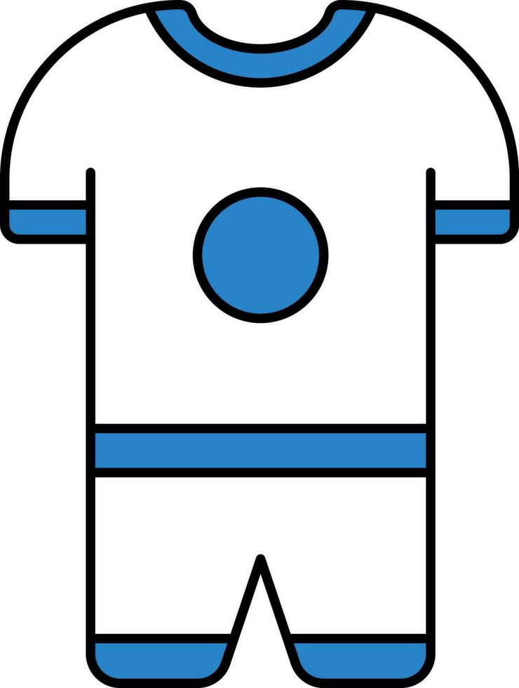 Sports Dress Flat Icon In Blue And White Color. vector