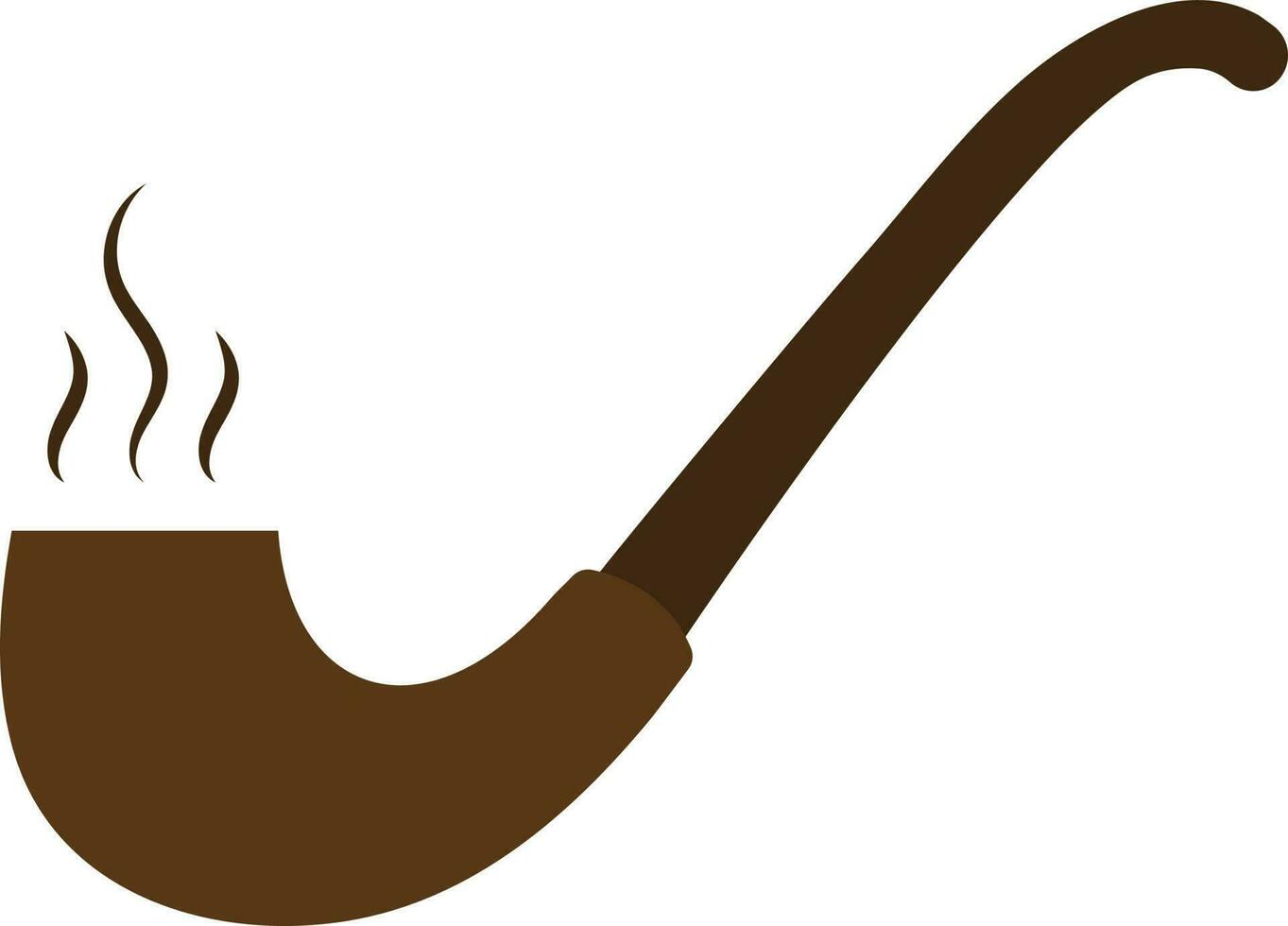 Burning Smoking Pipe Flat Icon In Brown Color. vector