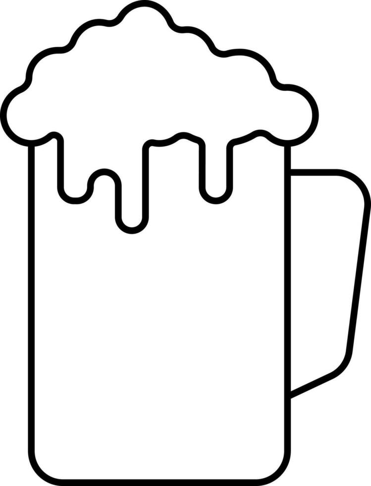 Black Stroke Illustration Of Beer Mug Icon. vector