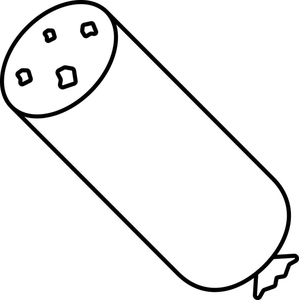 Black Stroke Illustration Of Half Sausage Icon. vector