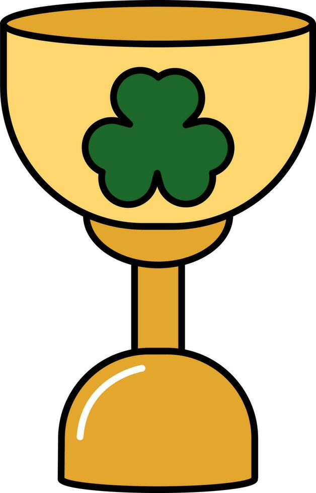 Clover Goblet Flat Icon In Orange And Green Color. vector