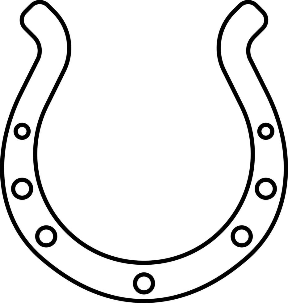 Black Linear Style Horseshoe Icon. vector