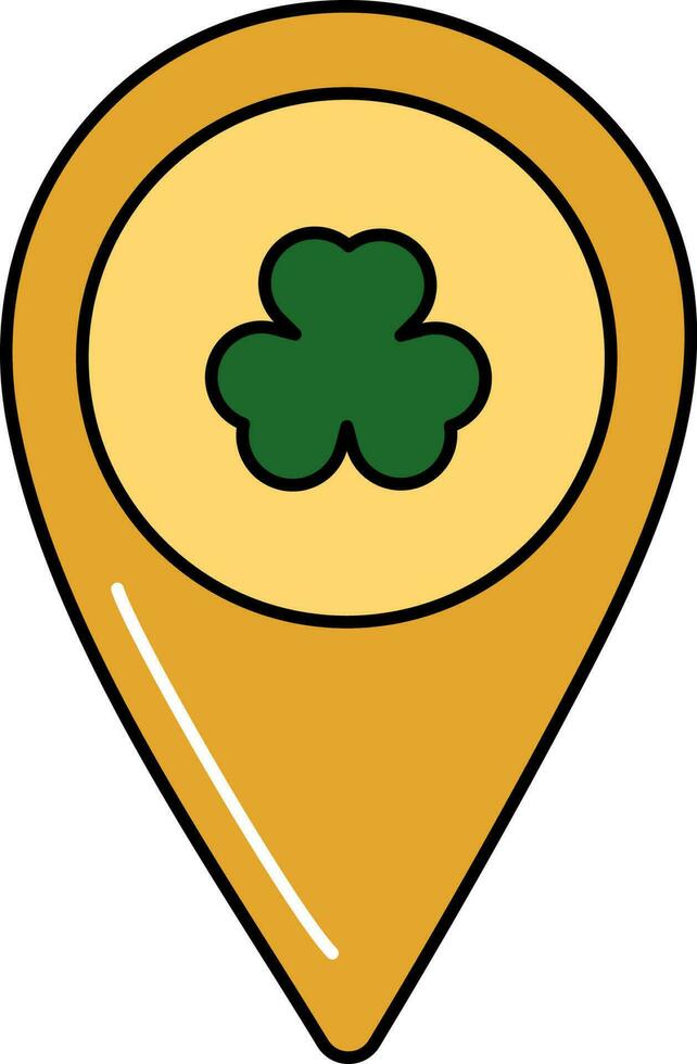 Clover Map Pin Icon In Green And Orange Color. vector
