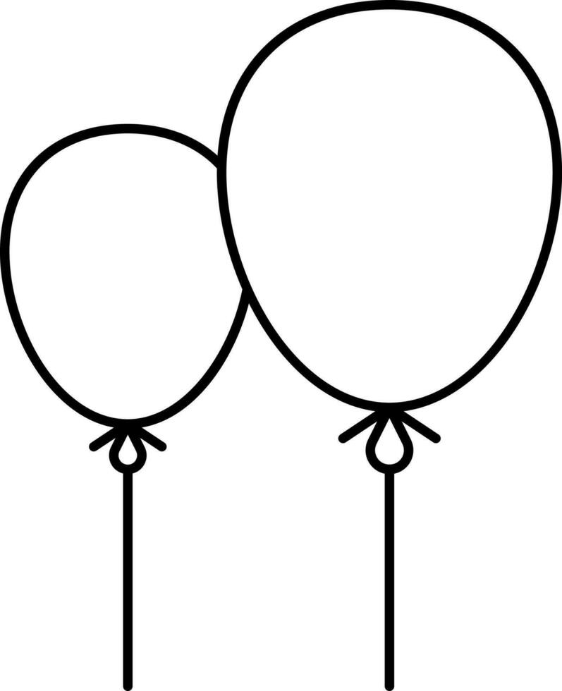 Black Stroke Illustration Of Balloons With Thread Icon. vector