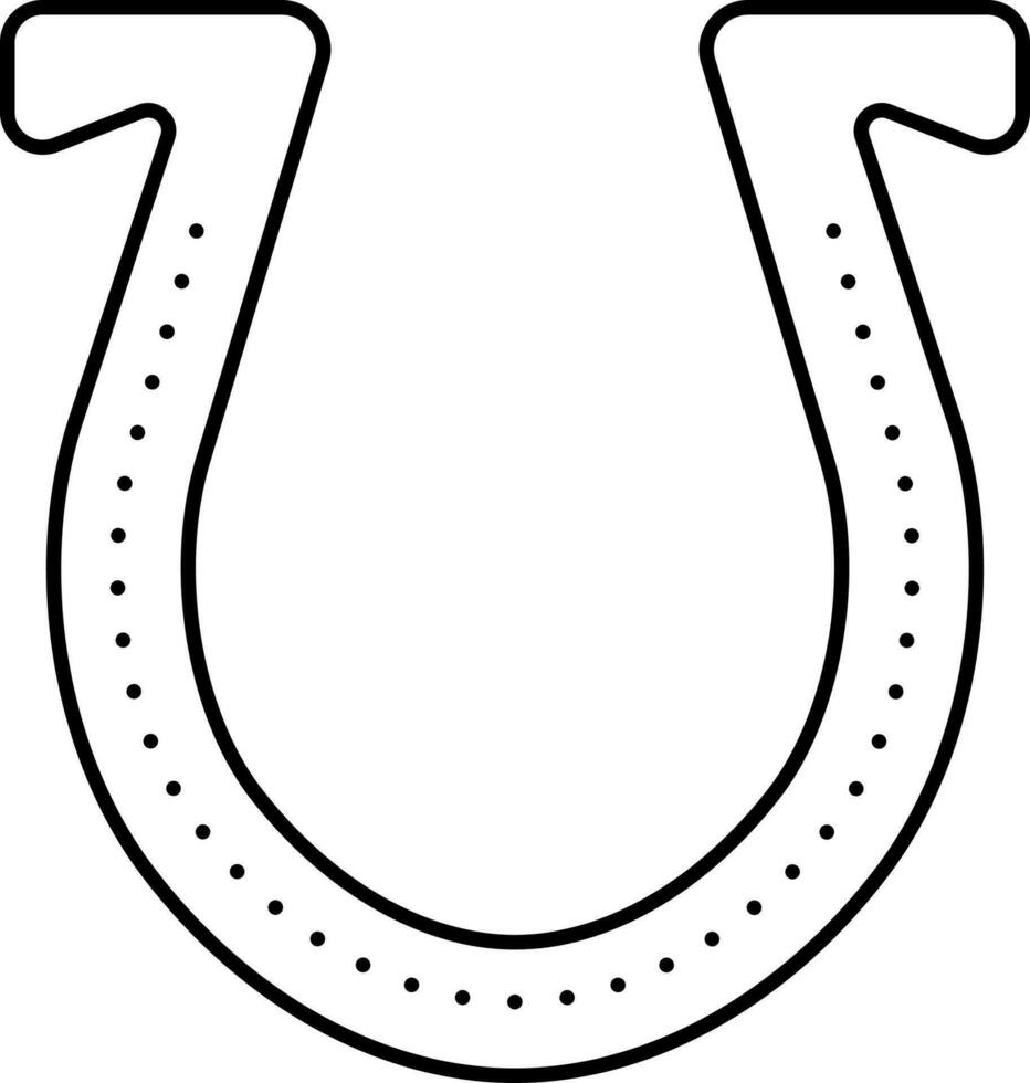 Black Linear Style Horseshoe Icon. vector