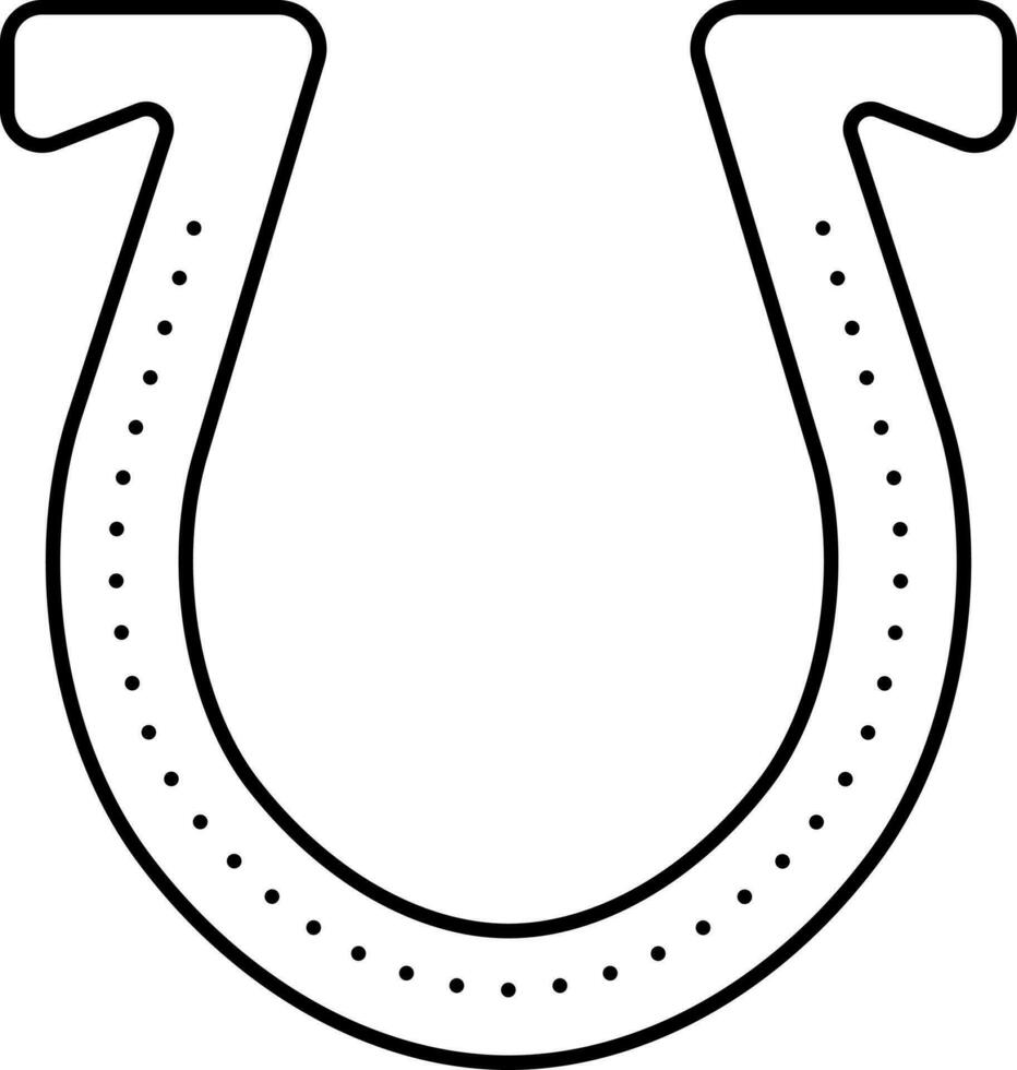 Black Linear Style Horseshoe Icon. vector