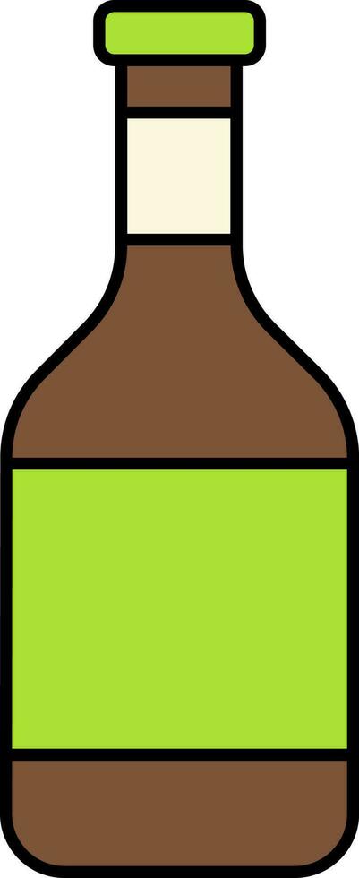 Isolated Beer Bottle Icon In Green And Brown Color. vector