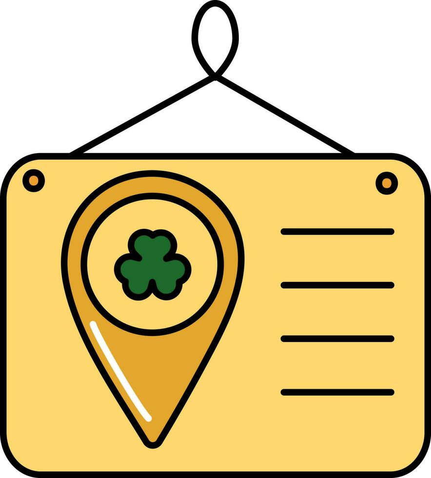 Hanging St Patrick's Day Location Board Icon In Yellow Color. vector