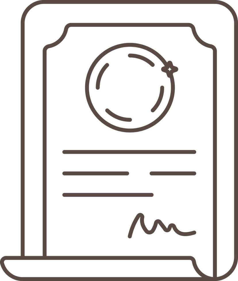 Brown Line Art Scroll Invoice Icon. vector