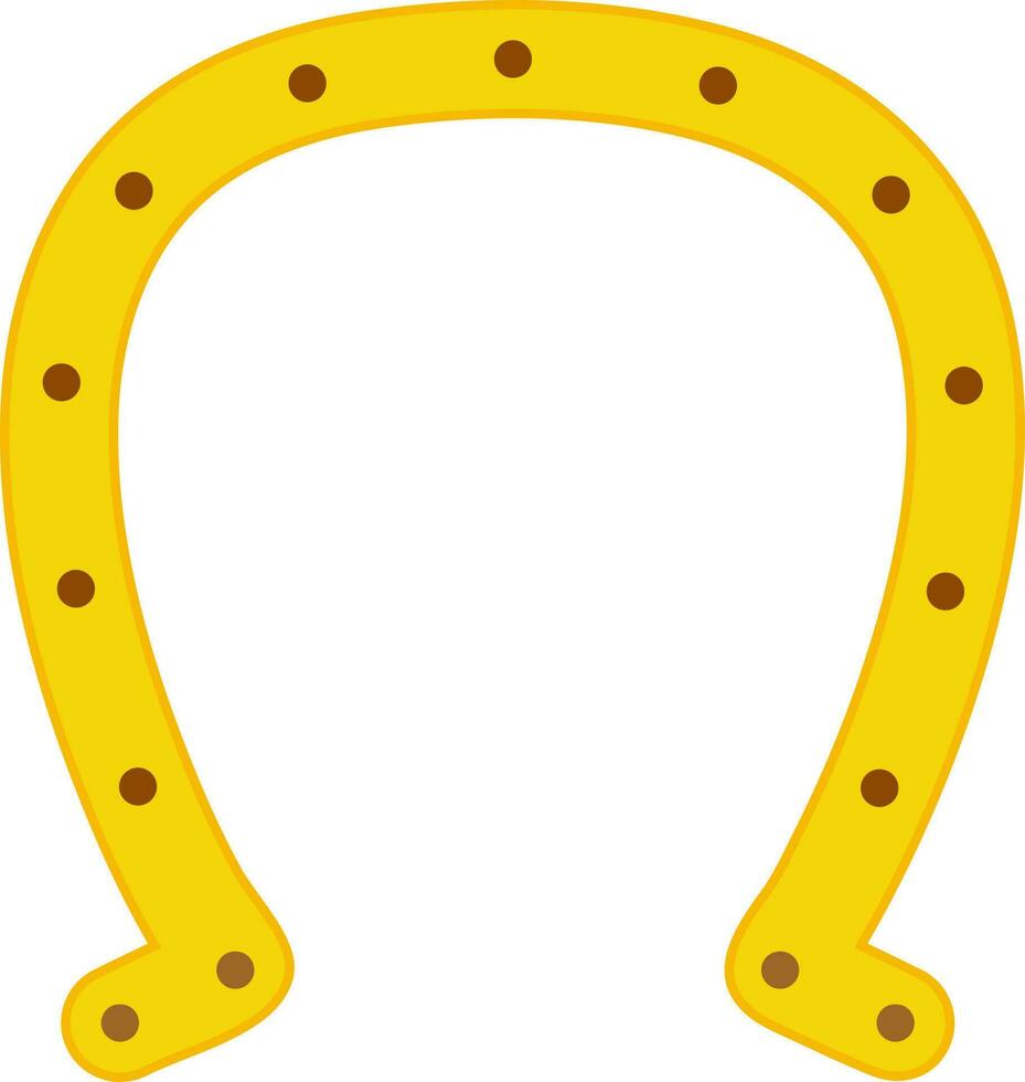 Yellow Dotted Horseshoe Icon In Flat Style. vector