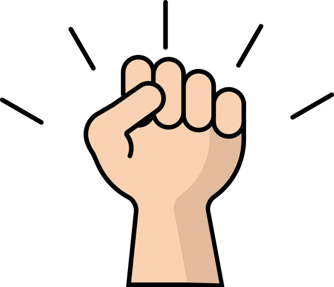 Flat Illustration Of Fist Raised Hand Icon. vector