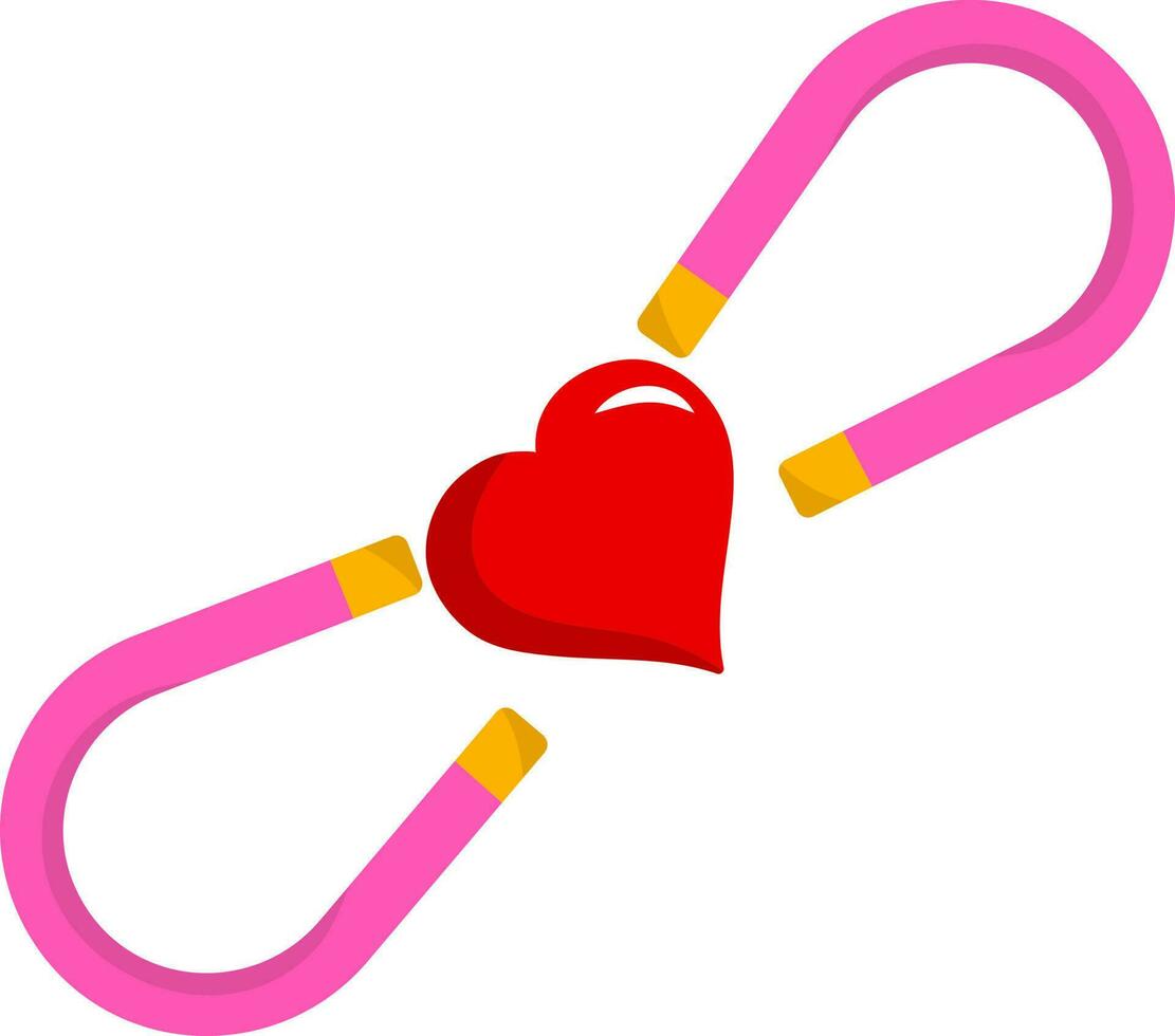 Flat Heart With Magnet Icon In In Red And Pink Color. vector