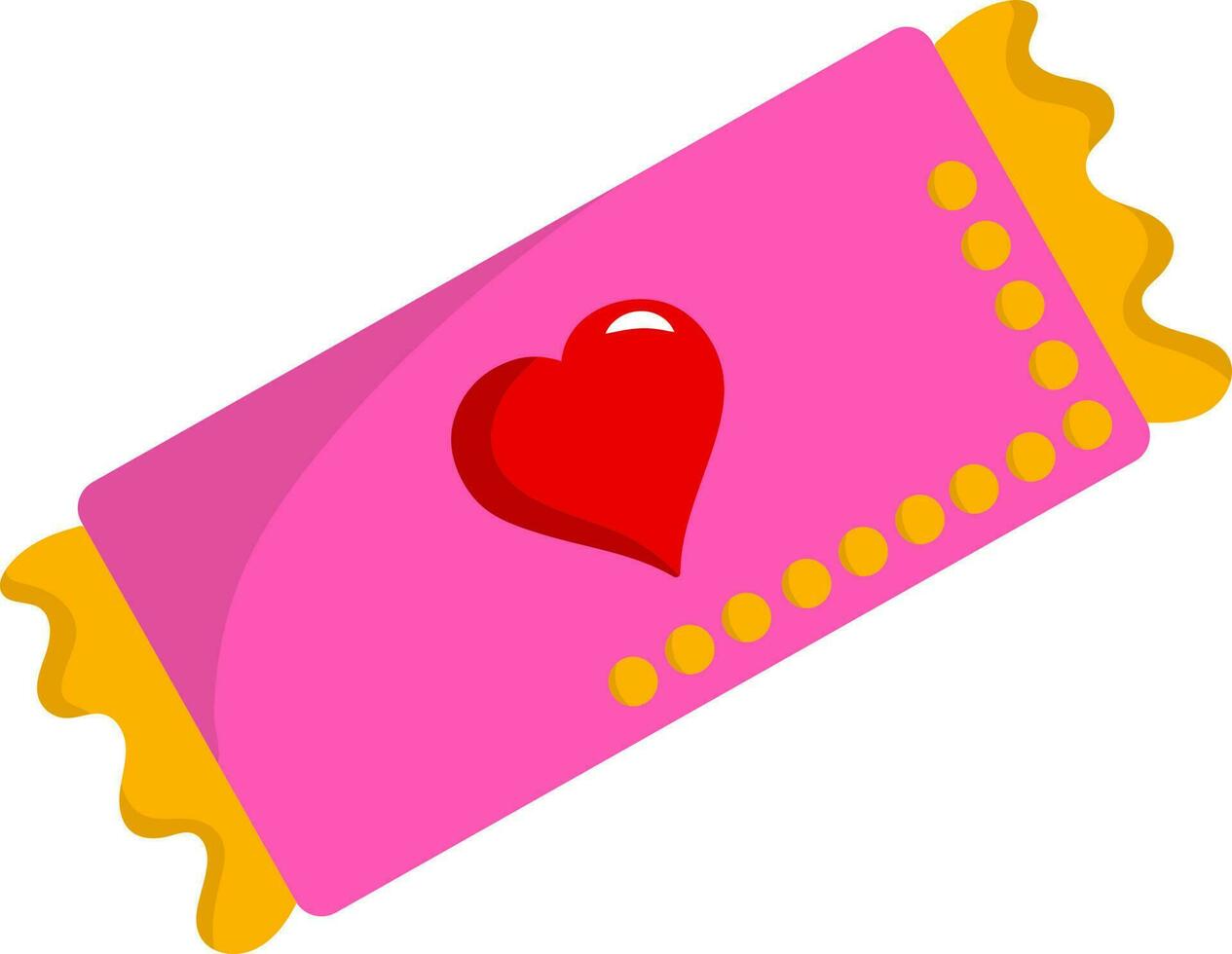 Heart With Ticket Icon In Pink And Yellow Color. vector
