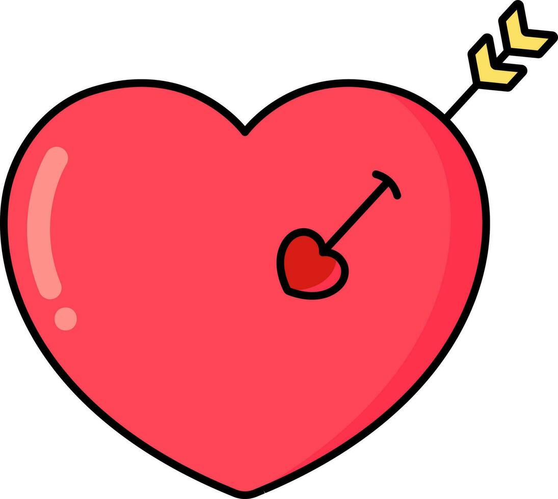Flat Illustration Of Arrow Hit Heart Icon. vector