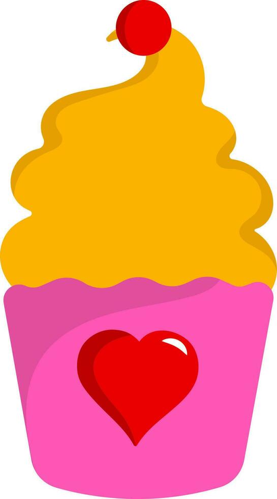 Love Cupcake Icon In Flat Style. vector