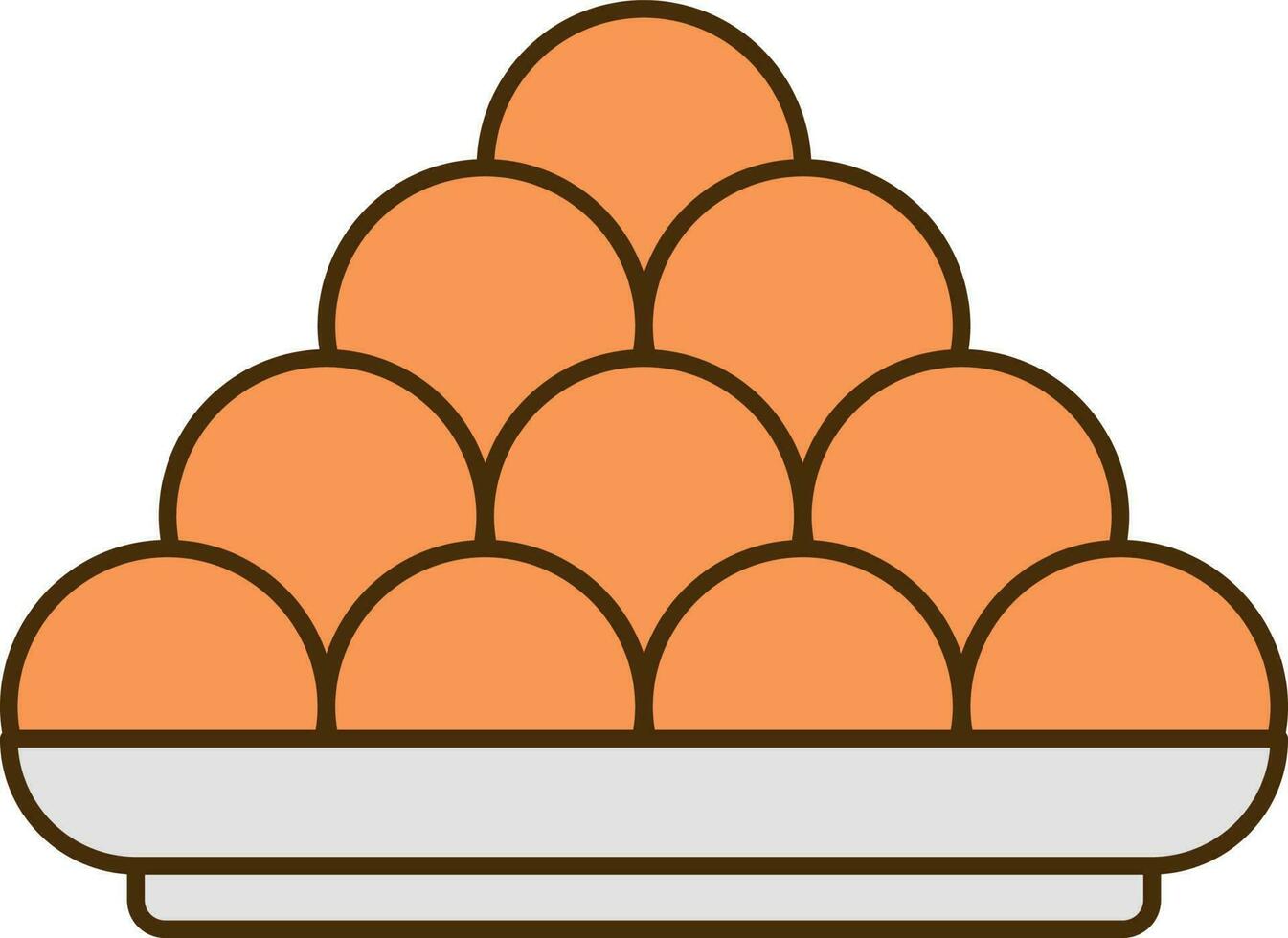 naranja dulces pelota plato plano icono. vector