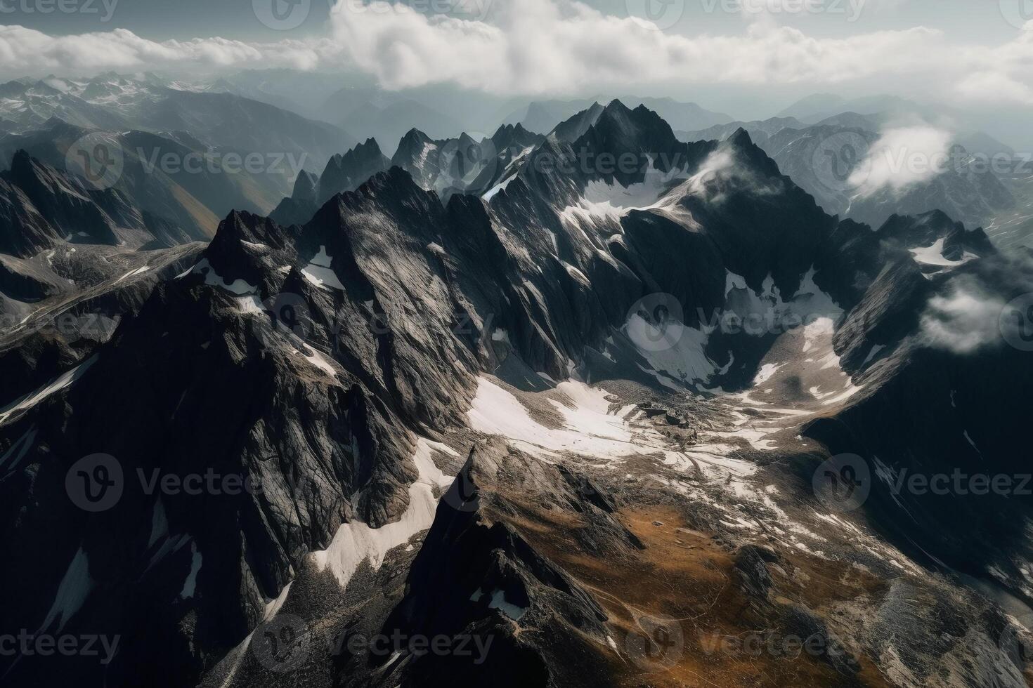 Aerial shot of beautiful Swiss Alps. photo