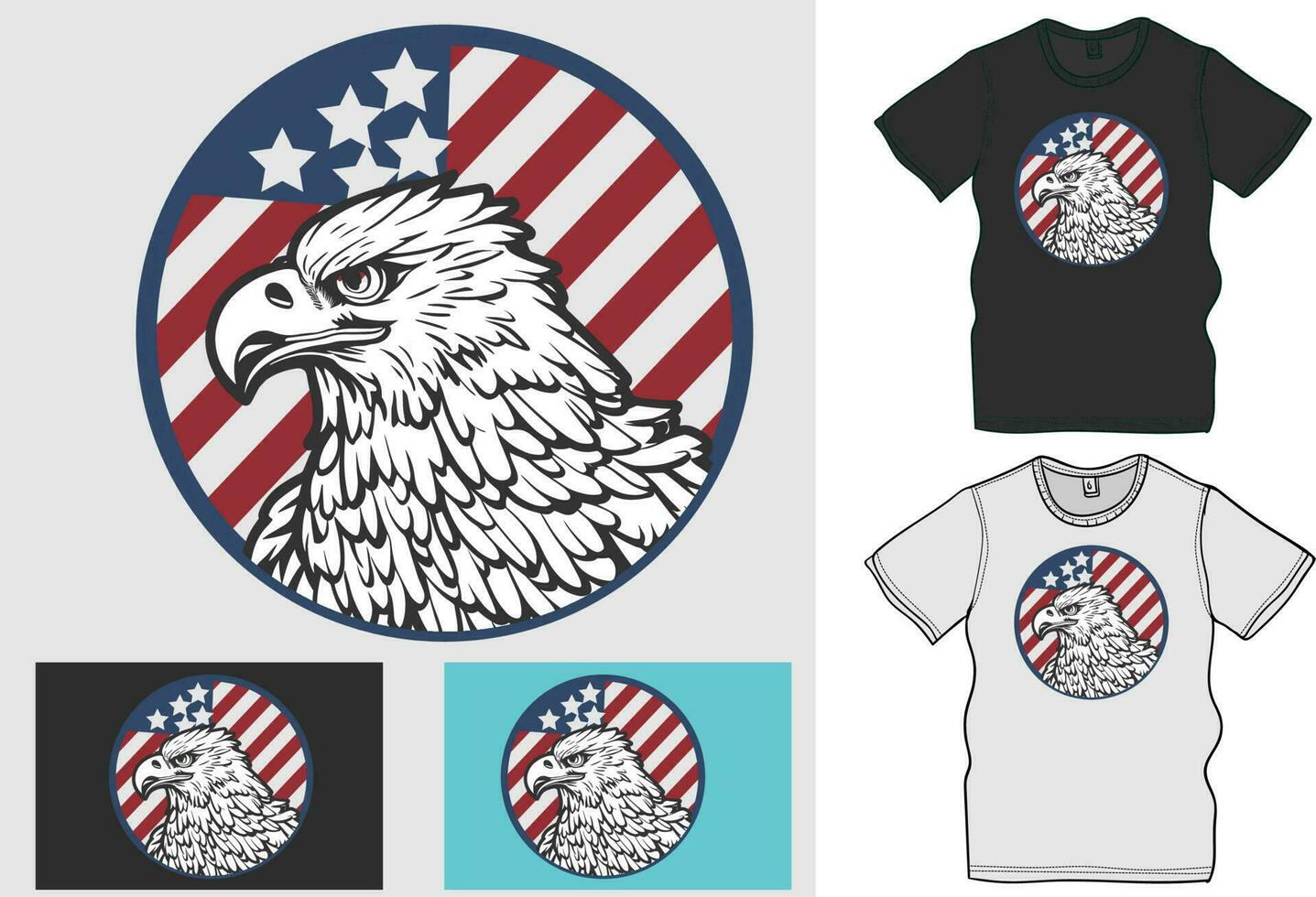 American Eagle head with circle American flag vector art for 4th July Independence Day,