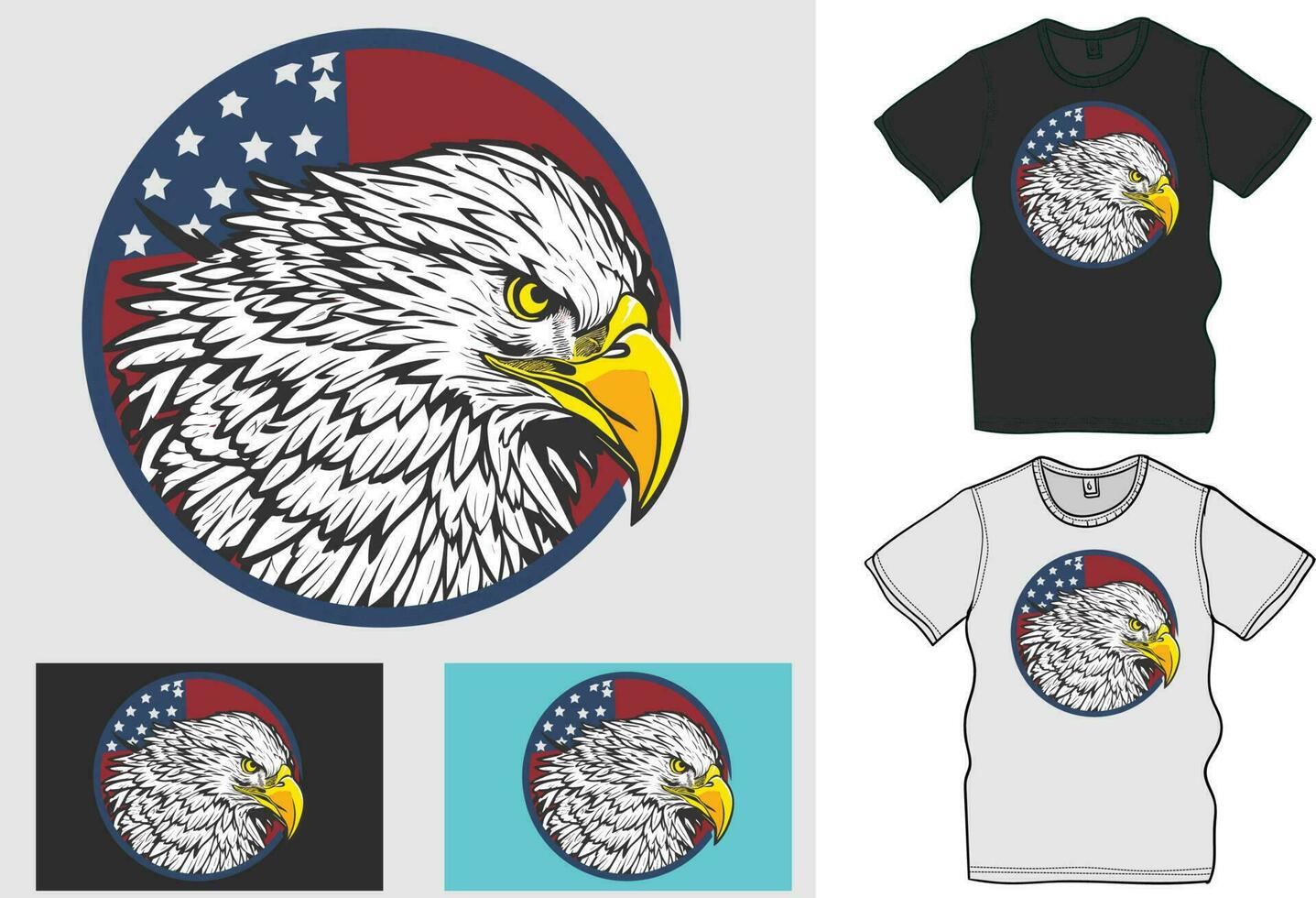 American Eagle head with circle American flag vector art for 4th July Independence Day,